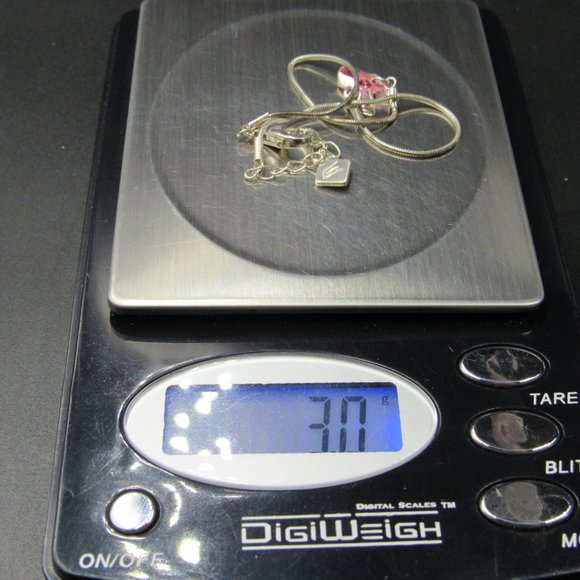 8" Sterling Silver Crystal Breast Cancer Bracelet Vintage - Picture 6 of 6